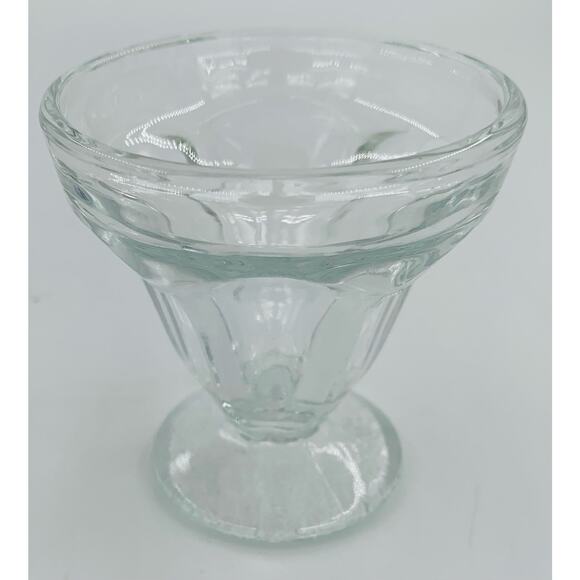 Dominion Glass Sherbet Cup Lotus Dessert Mini Single Clear Sundae Dish Footed - Picture 2 of 6